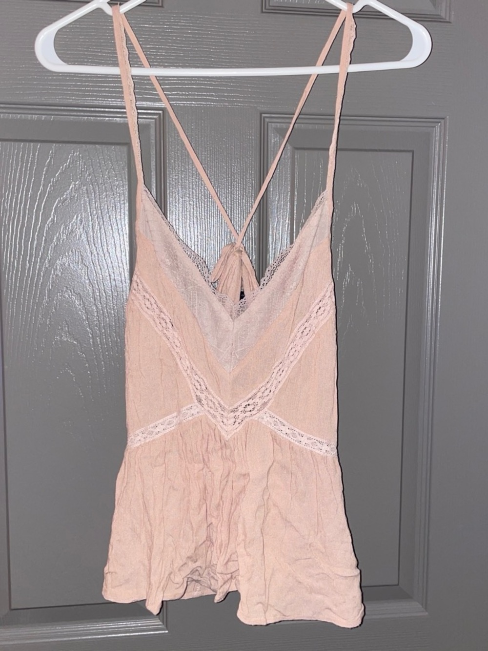 American Eagle Outfitters Dusty Blush Lace-Trim Strappy Cami